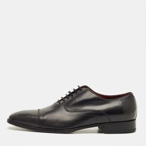 Balmain Size 42 Black Leather Lace Up Derby